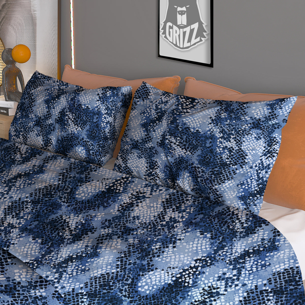 Snakeskin Watercolor Print Pattern Duvet Cover Bedding Set