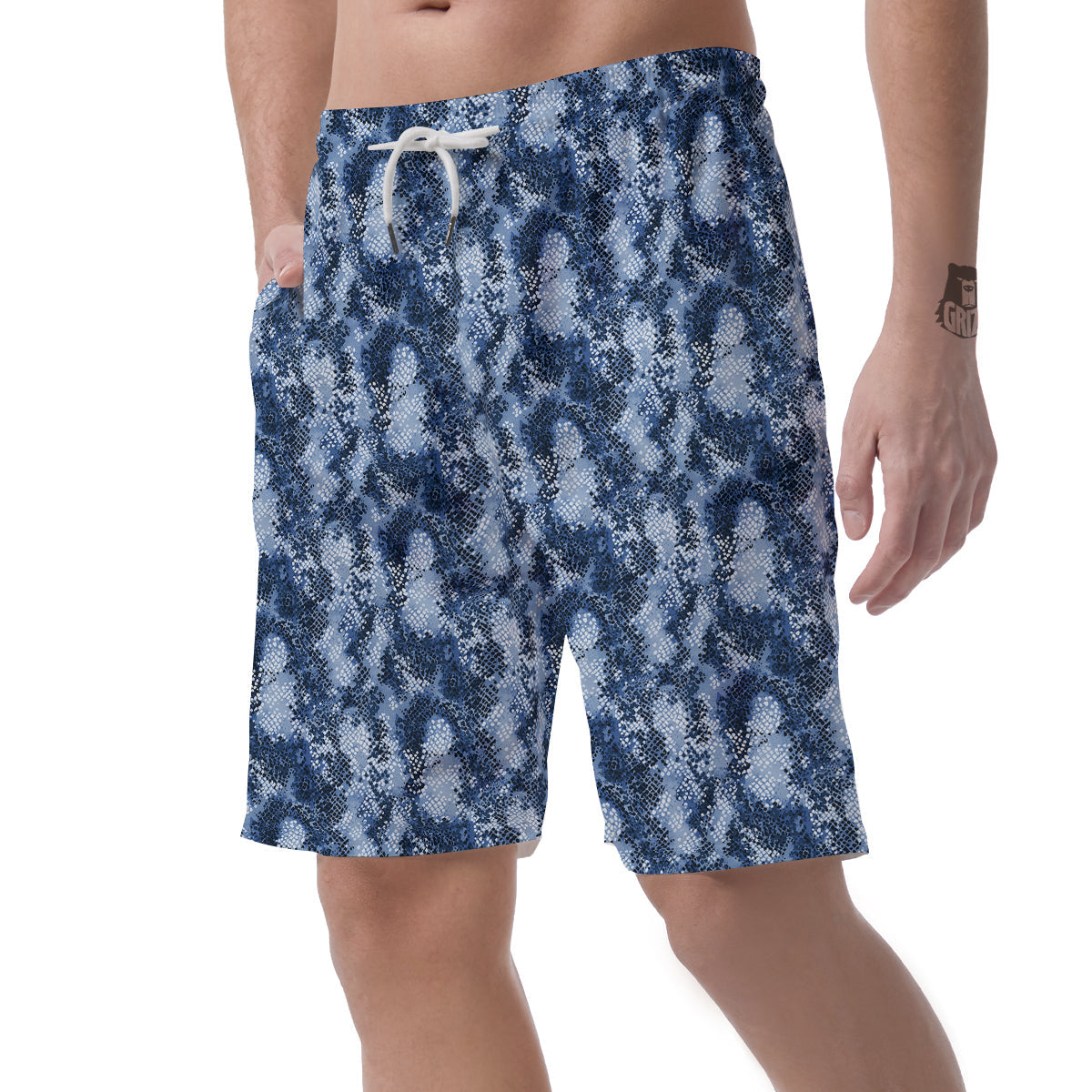 Snakeskin Watercolor Print Pattern Men's Shorts-grizzshop