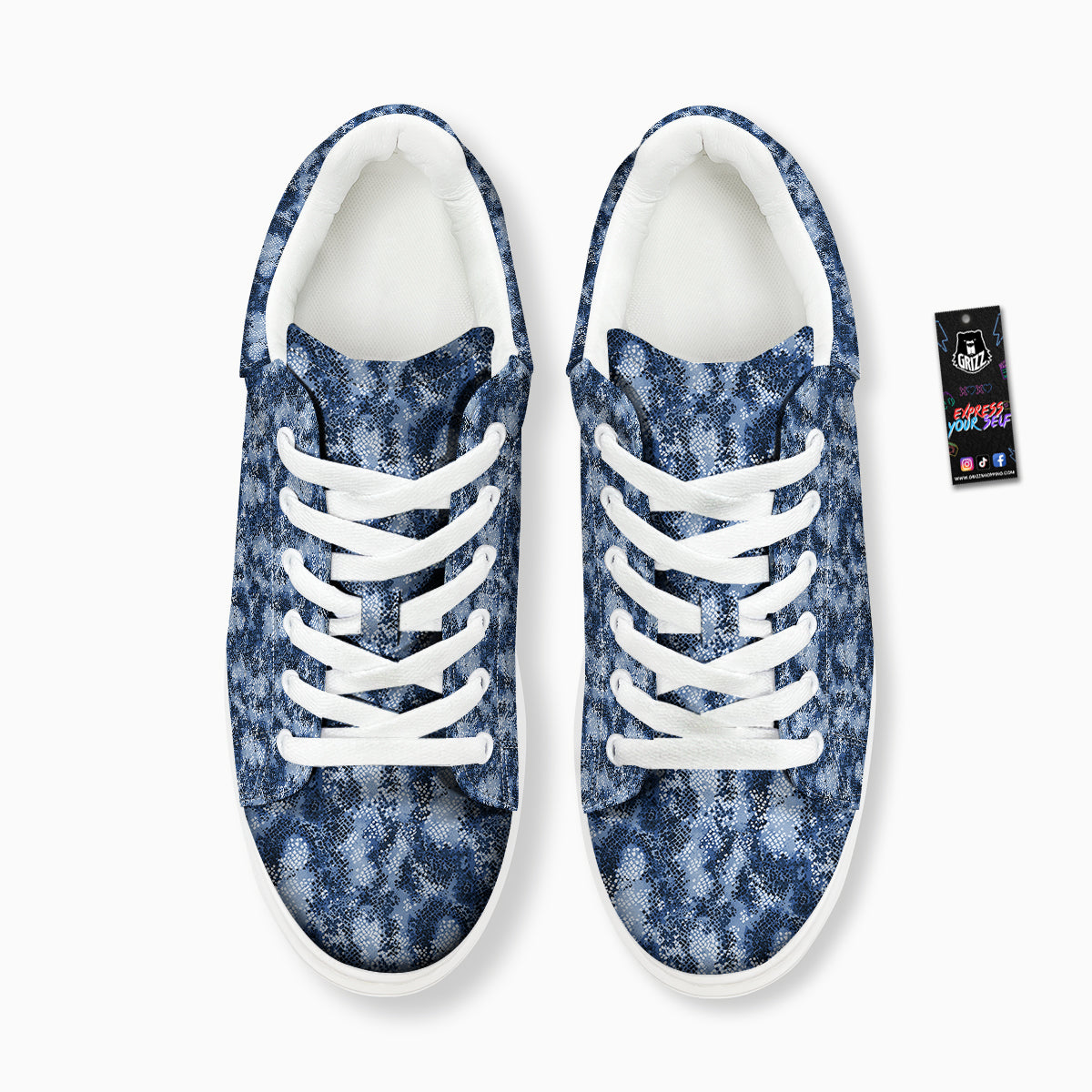Snakeskin Watercolor Print Pattern Platform Shoes-grizzshop