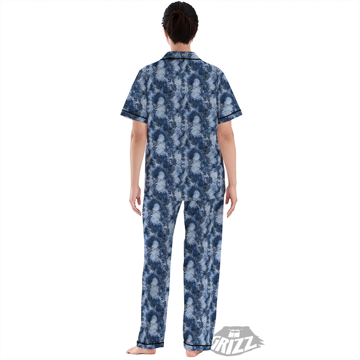 Snakeskin Watercolor Print Pattern Women's Pajamas Set-grizzshop