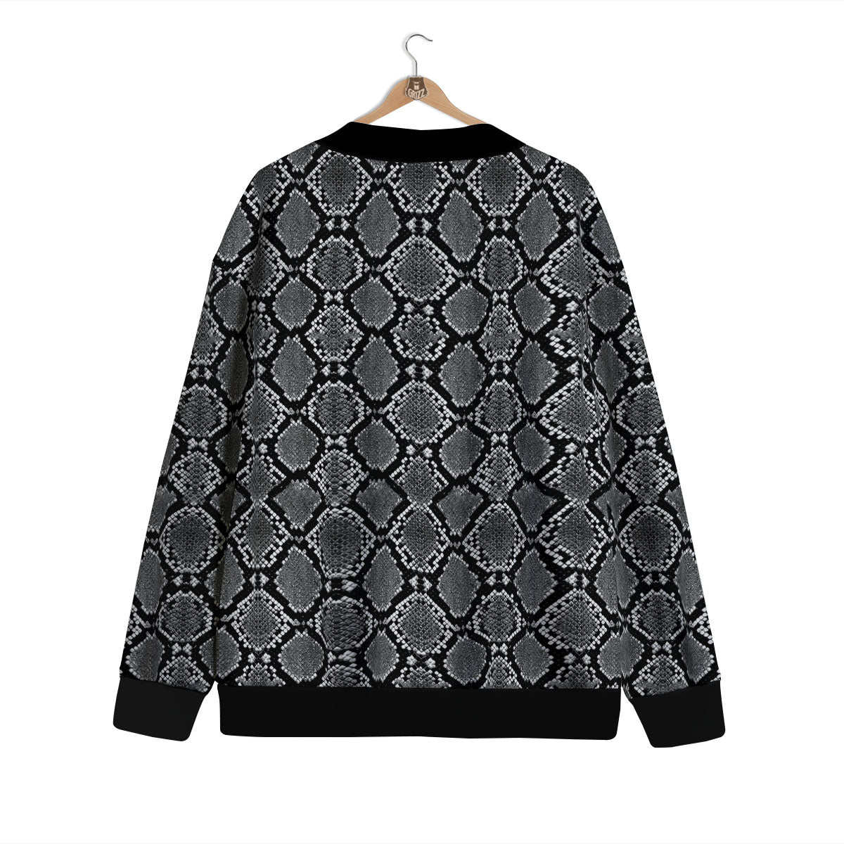 Snakeskin White And Black Print Cardigan-grizzshop