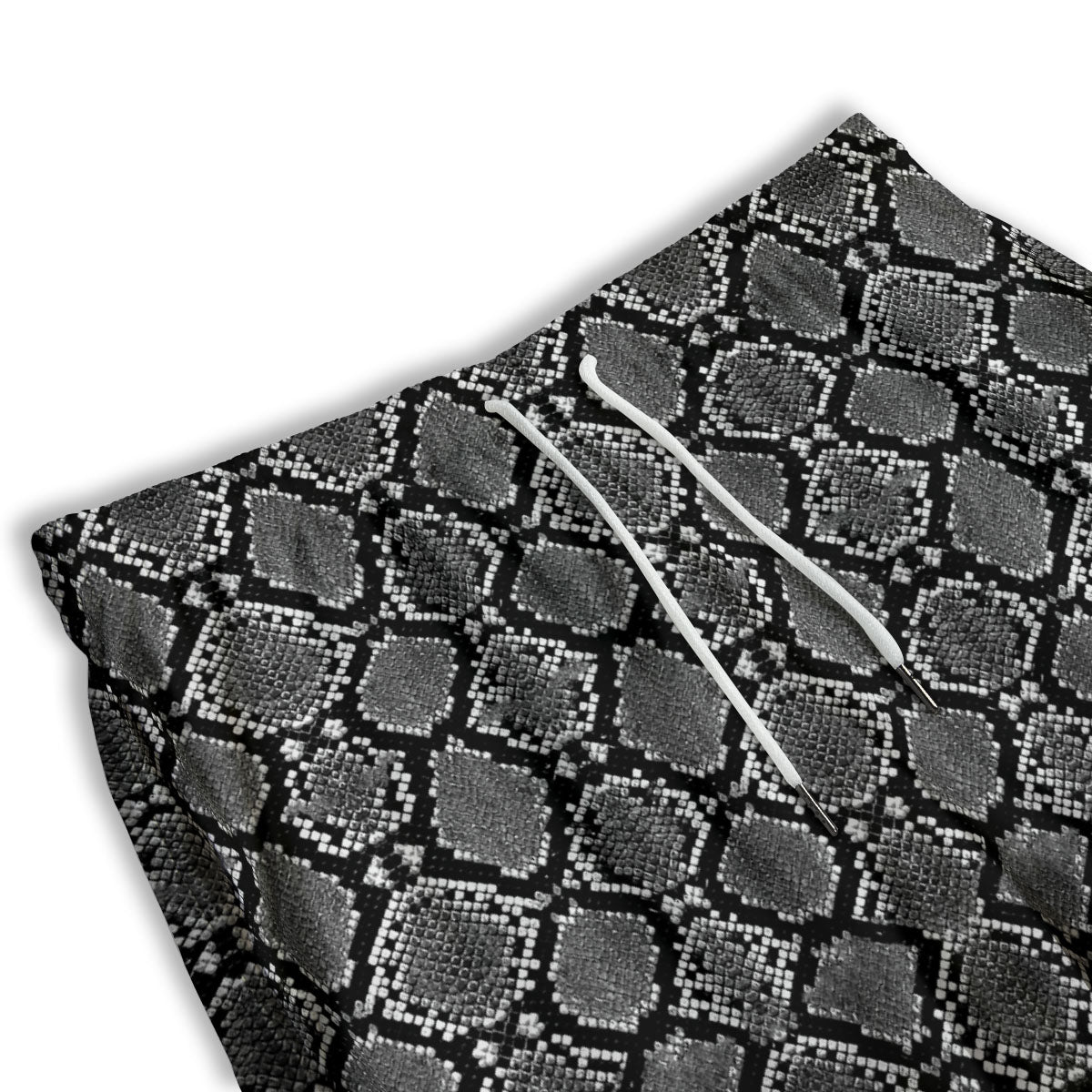 Snakeskin White And Black Print Men's Athletic Shorts