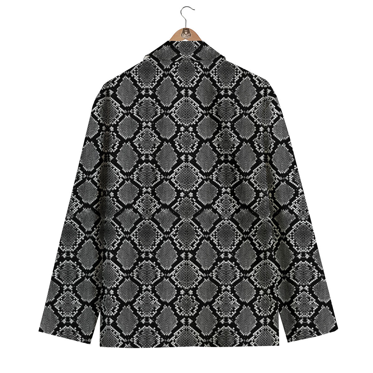 Snakeskin White And Black Print Men's Blazer-grizzshop