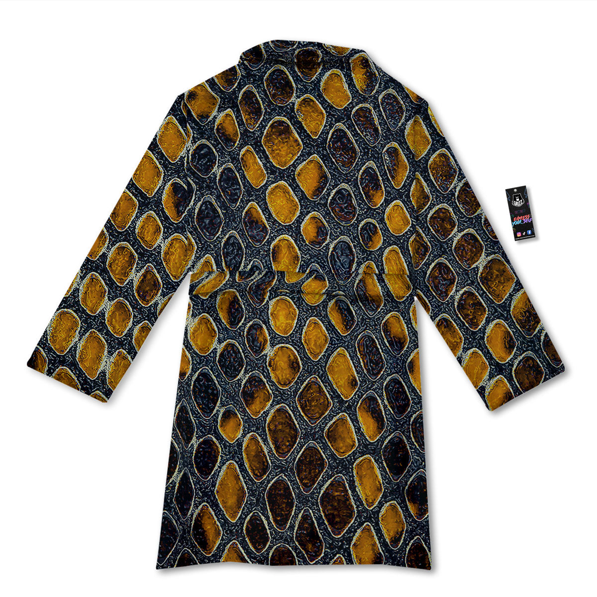 Snakeskin Yellow And Black Print Bathrobe-grizzshop