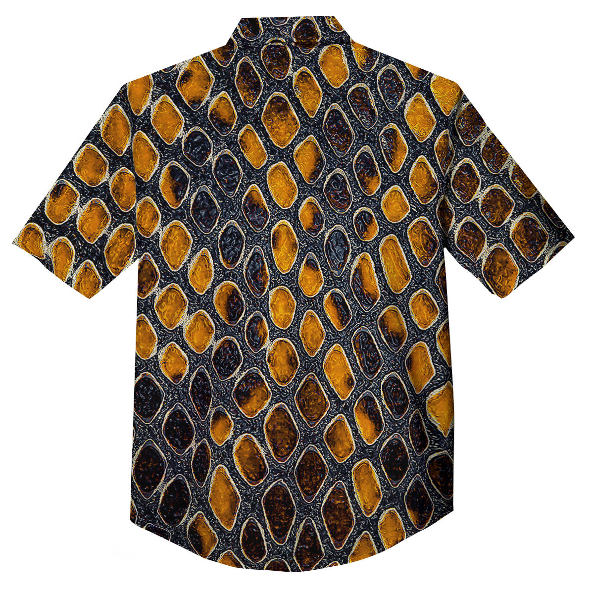 Snakeskin Yellow And Black Print Button Up Shirt-grizzshop