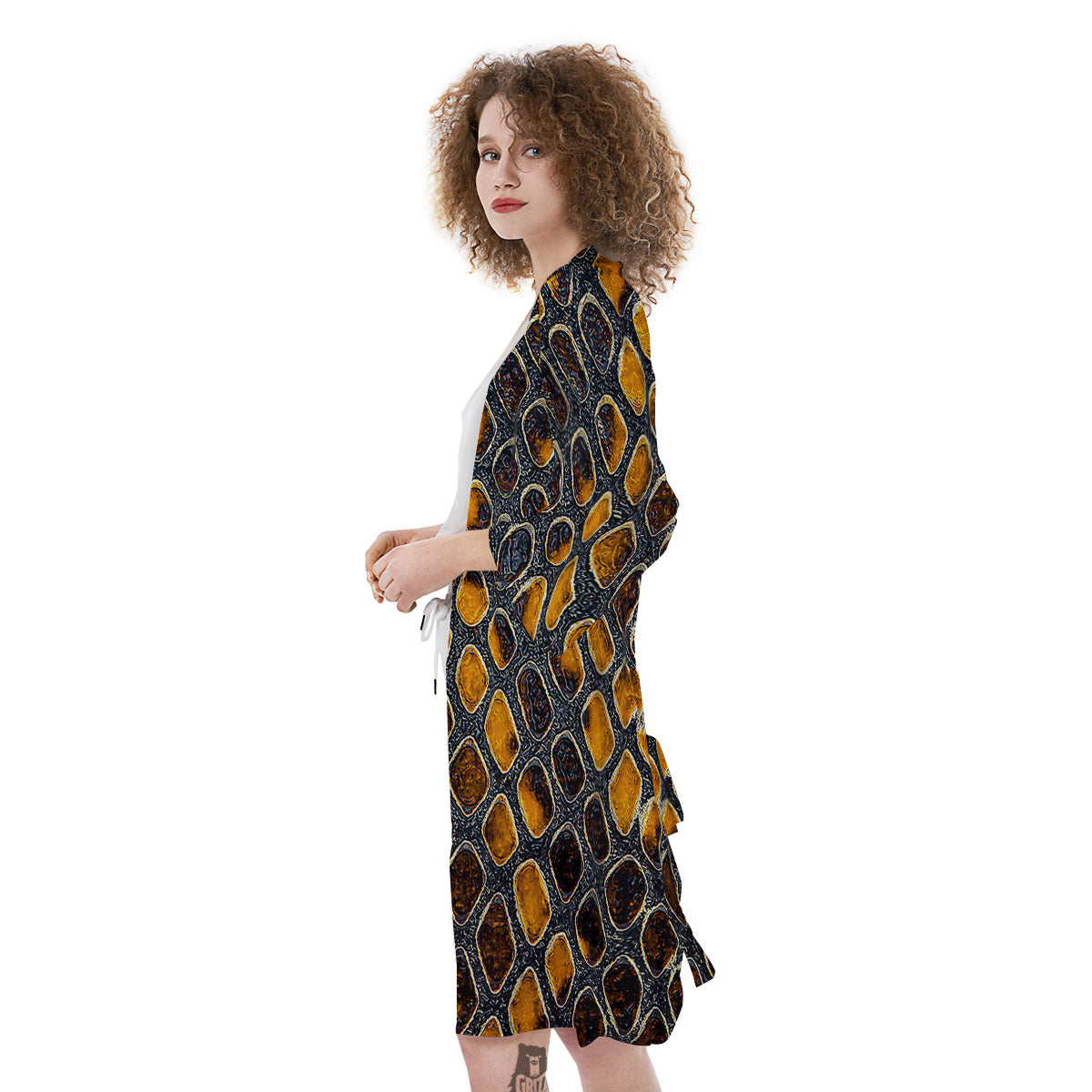 Snakeskin Yellow And Black Print Kimono-grizzshop