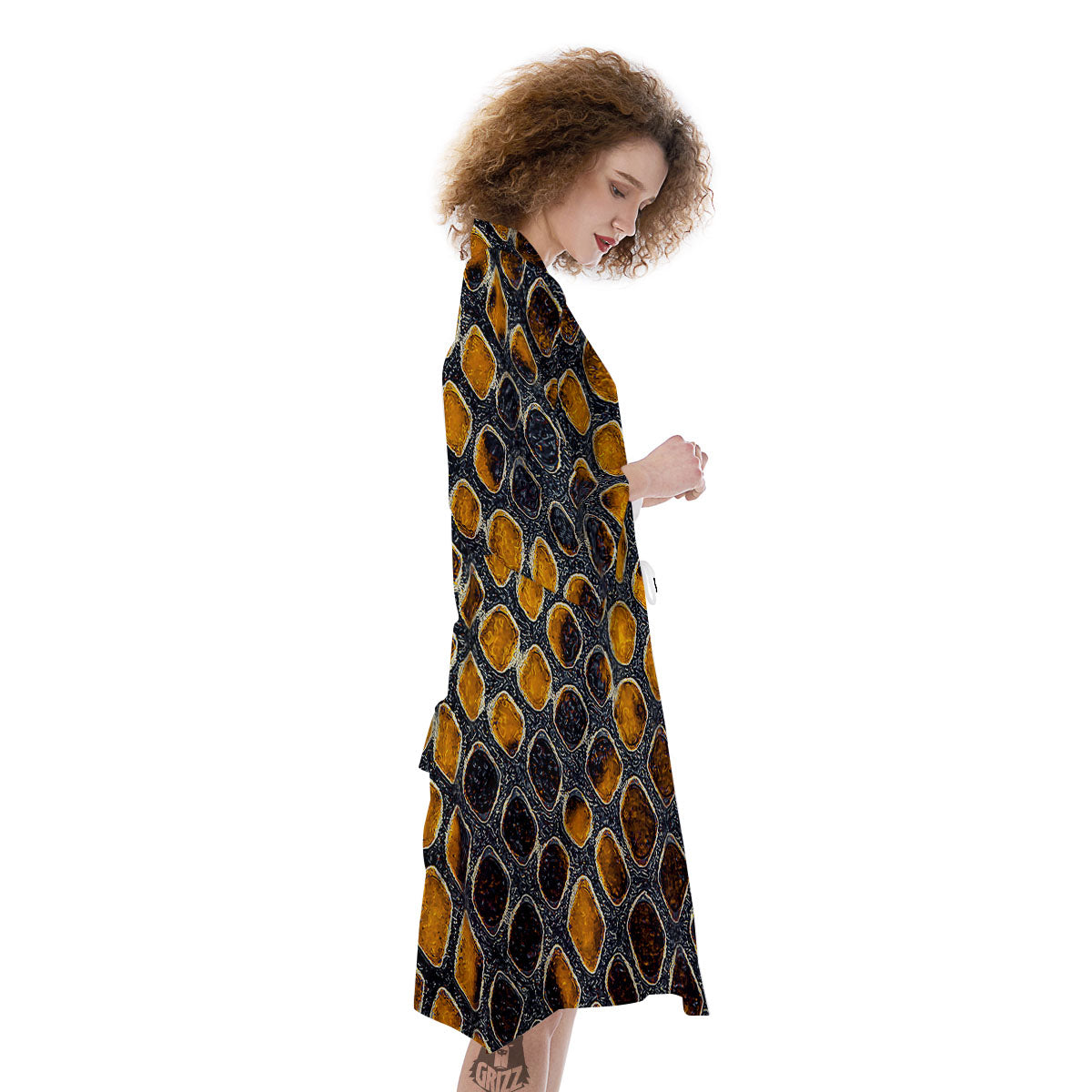 Snakeskin Yellow And Black Print Kimono-grizzshop