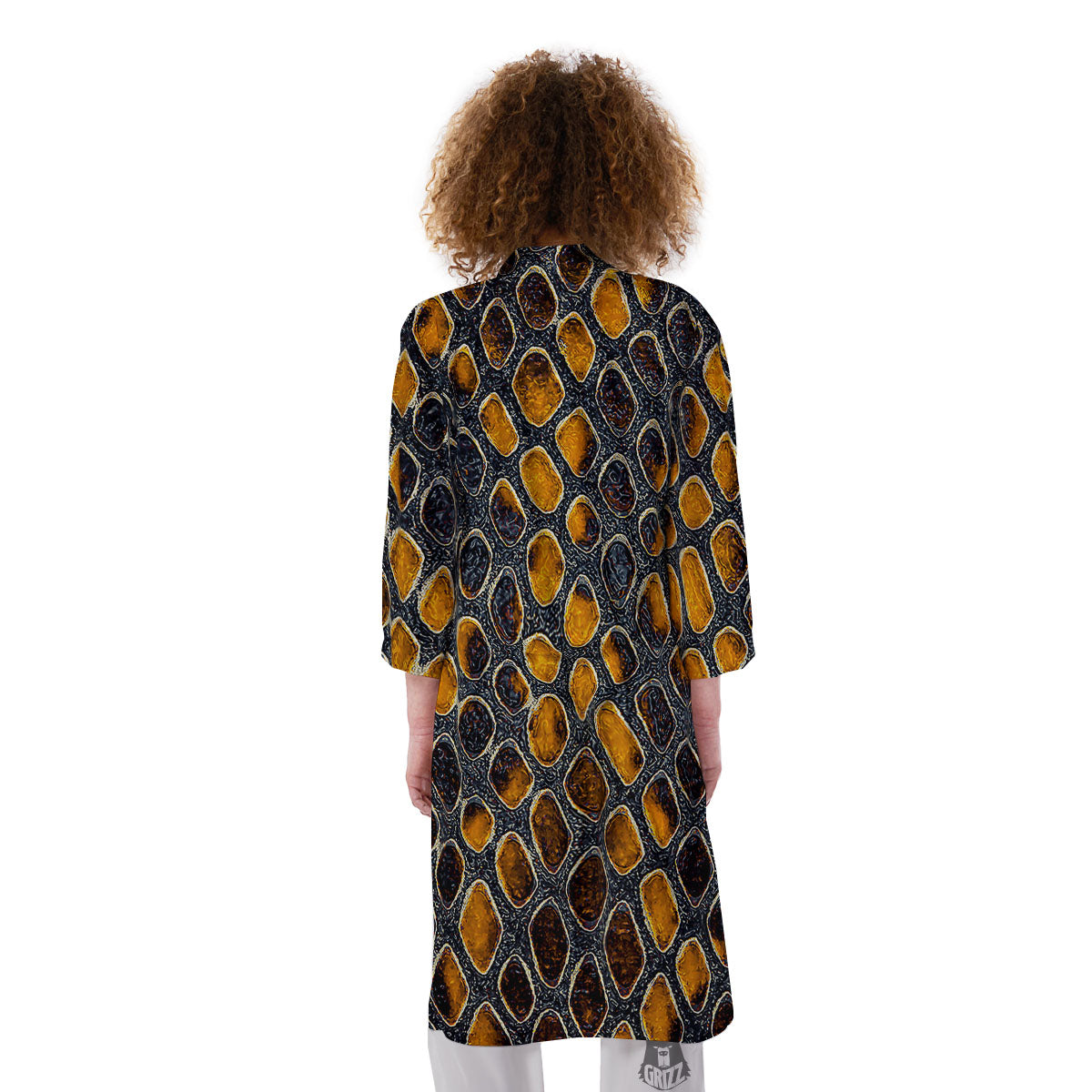 Snakeskin Yellow And Black Print Kimono-grizzshop