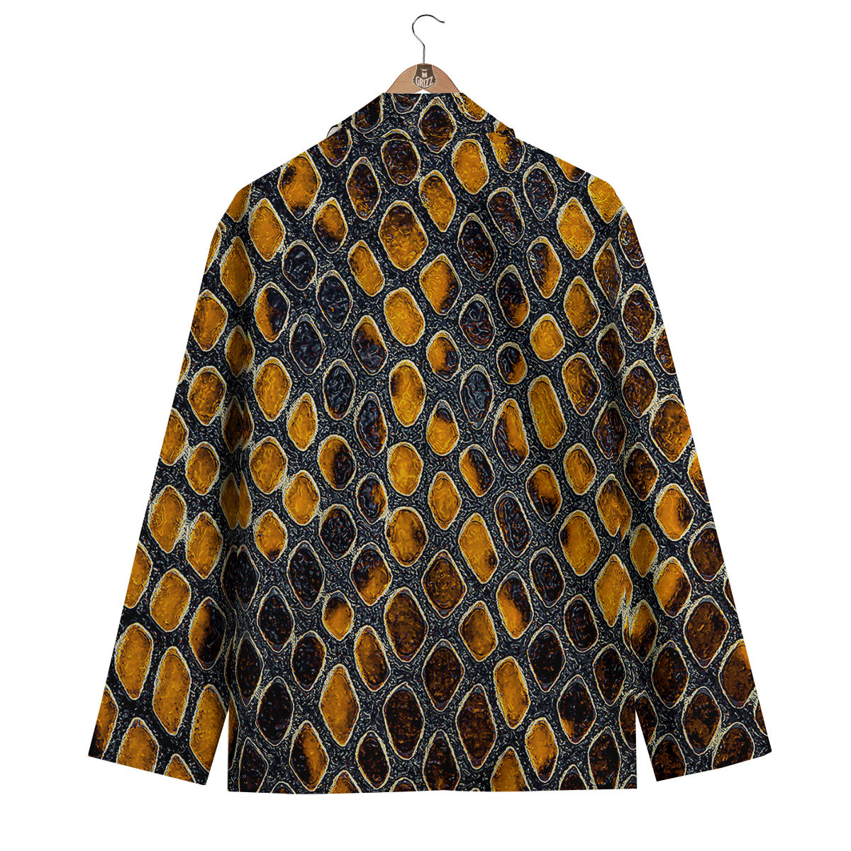 Snakeskin Yellow And Black Print Men's Blazer-grizzshop