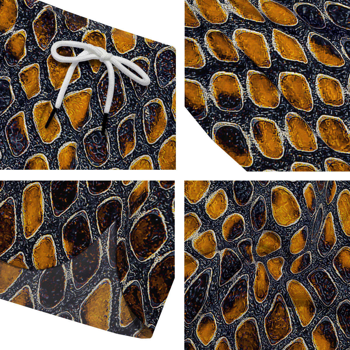 Snakeskin Yellow And Black Print Men's Running Shorts-grizzshop