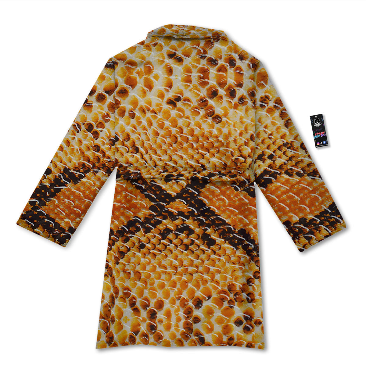 Snakeskin Yellow And Brown Print Bathrobe-grizzshop