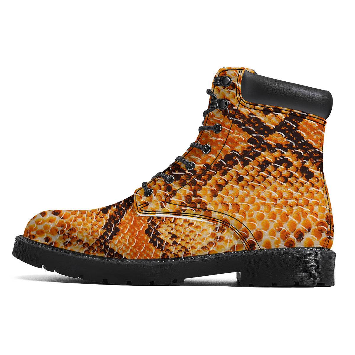 Snakeskin Yellow And Brown Print Boots-grizzshop