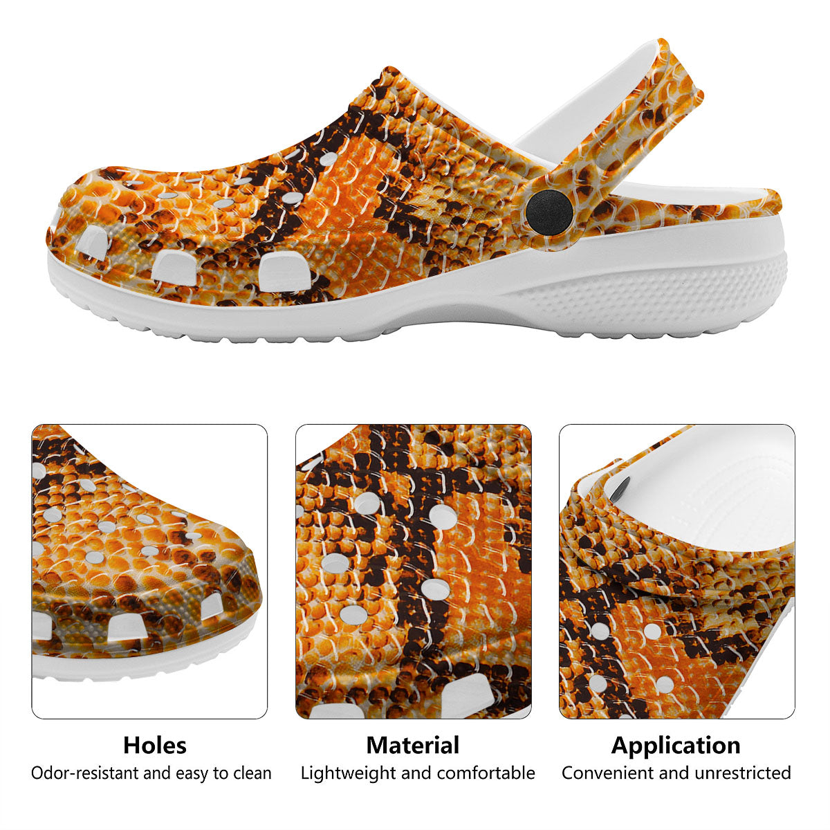 Snakeskin Yellow And Brown Print Clog-grizzshop