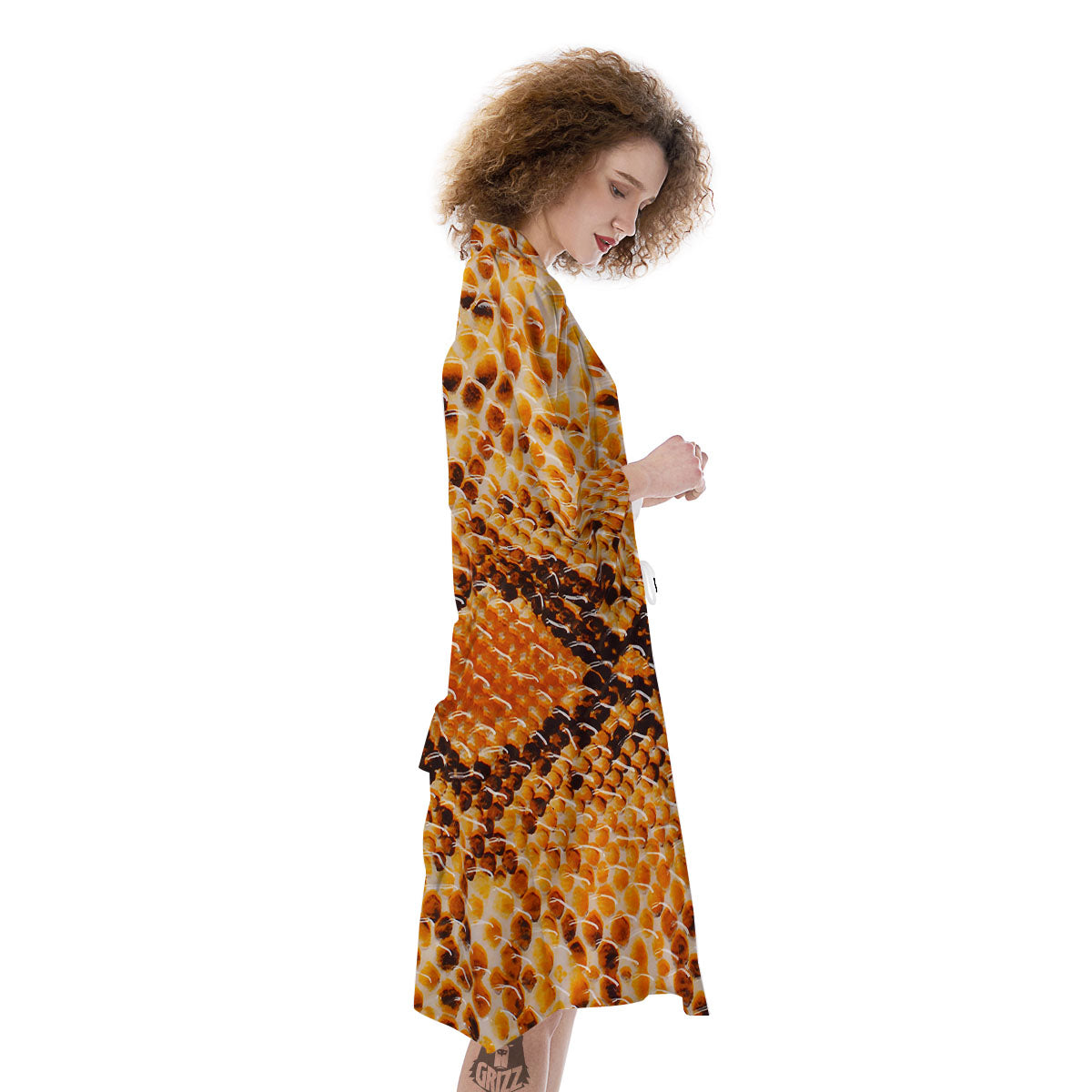 Snakeskin Yellow And Brown Print Kimono-grizzshop