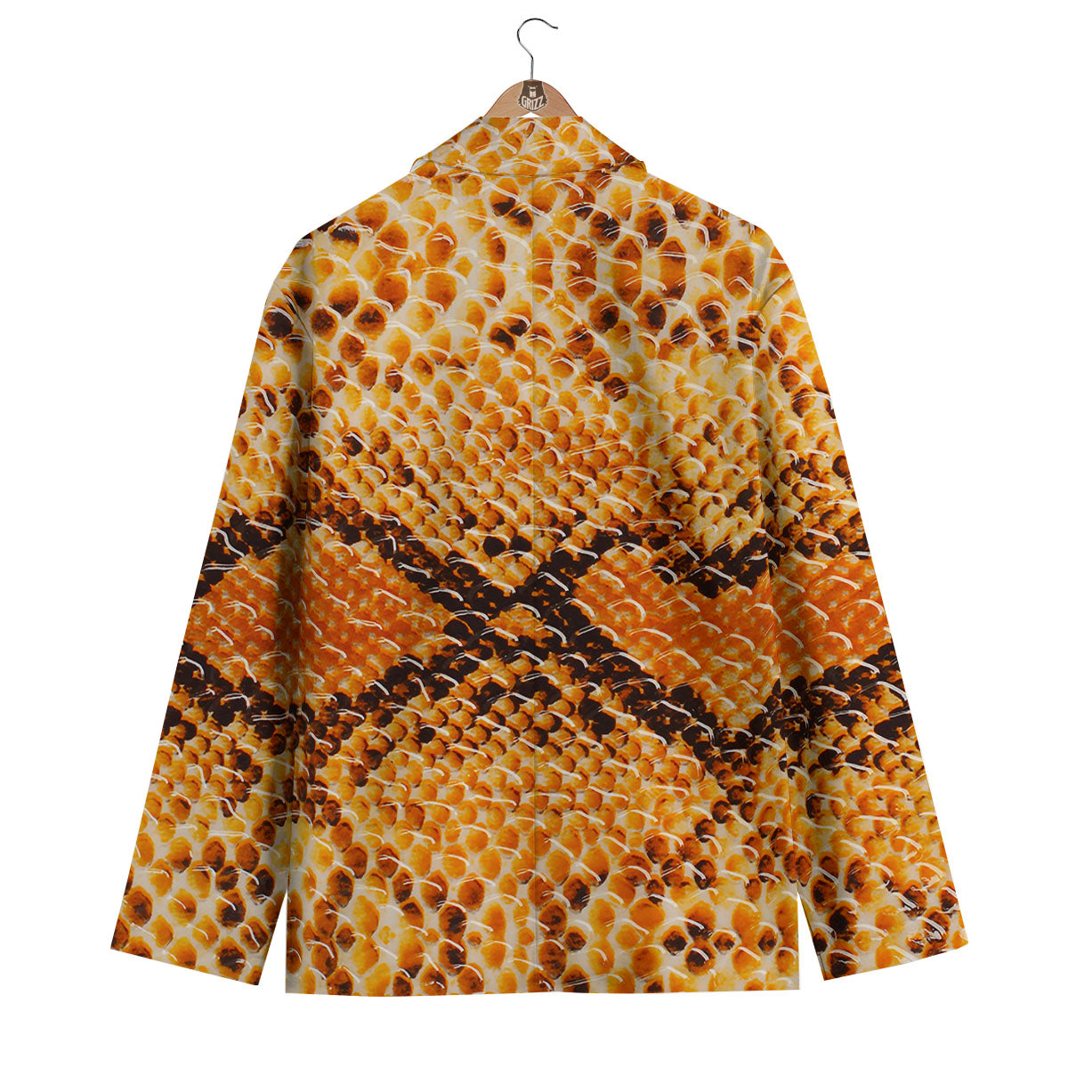 Snakeskin Yellow And Brown Print Men's Blazer-grizzshop