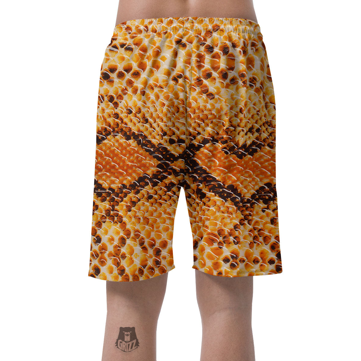 Snakeskin Yellow And Brown Print Men's Shorts-grizzshop