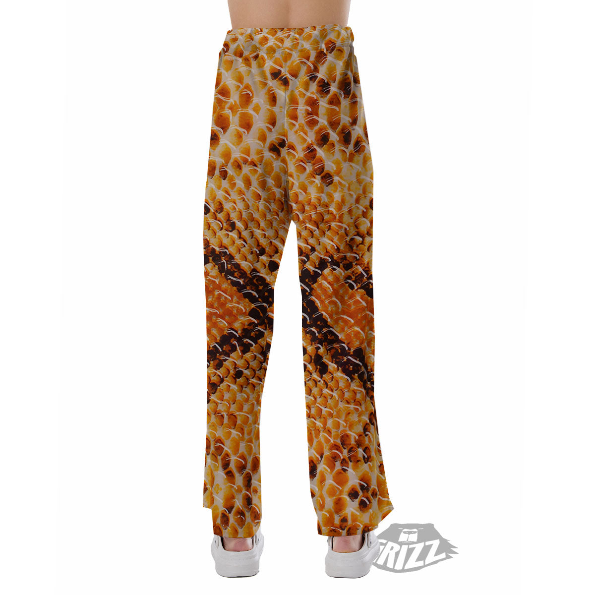 Snakeskin Yellow And Brown Print Pajama Pants-grizzshop