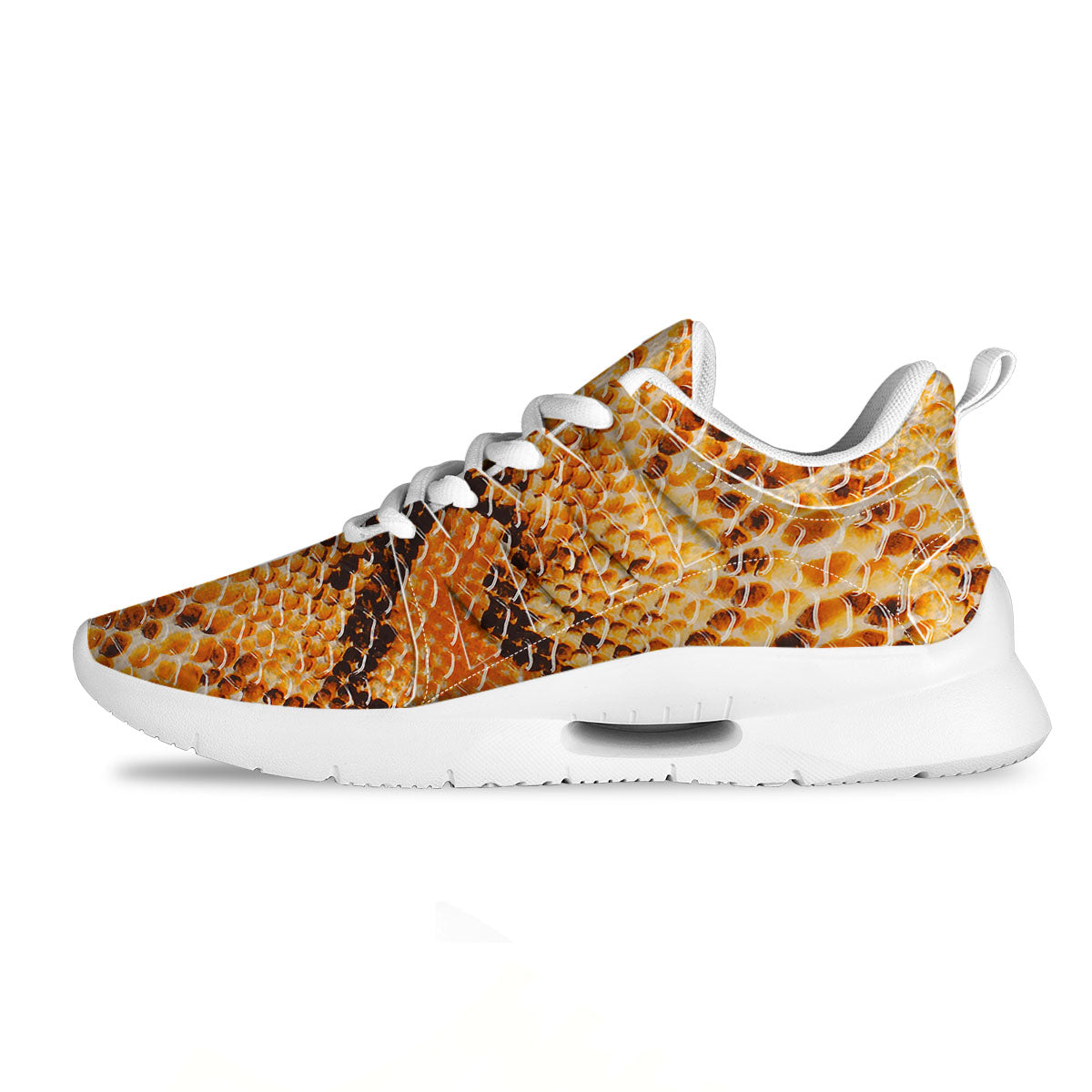 Snakeskin Yellow And Brown Print Tennis Shoes-grizzshop