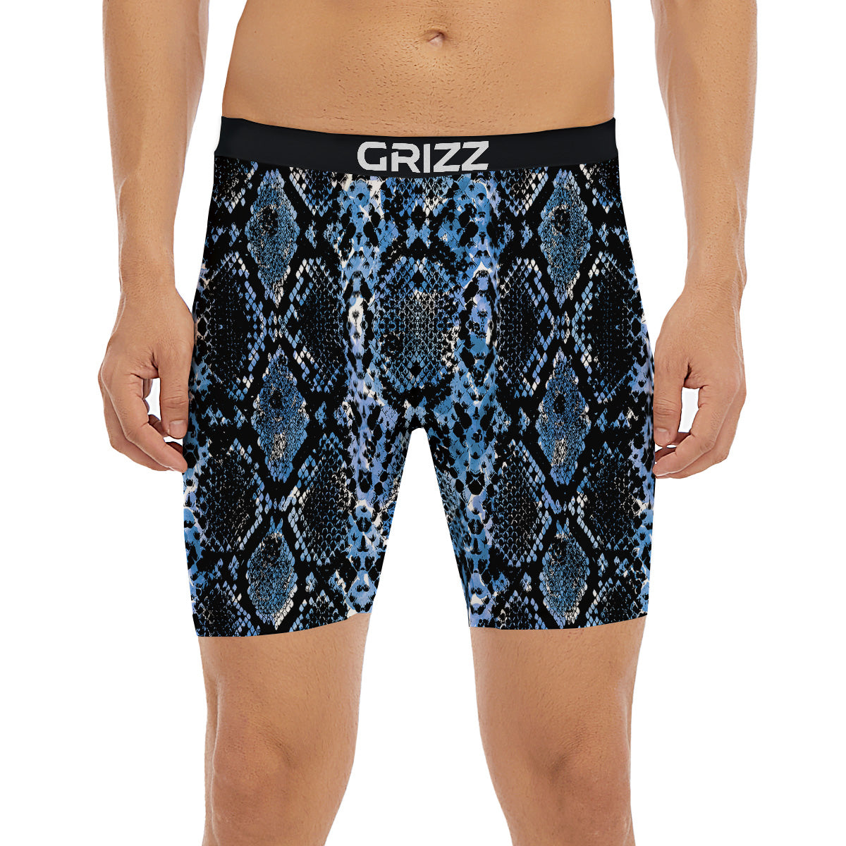 Snakeskin Black And Blue Print Boxer Briefs