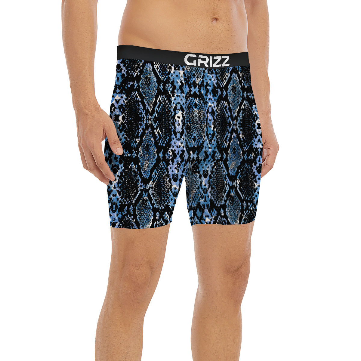 Snakeskin Black And Blue Print Boxer Briefs