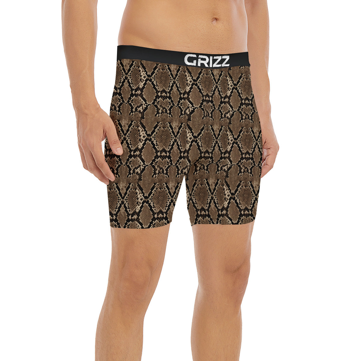 Snakeskin Black And Brown Print Boxer Briefs