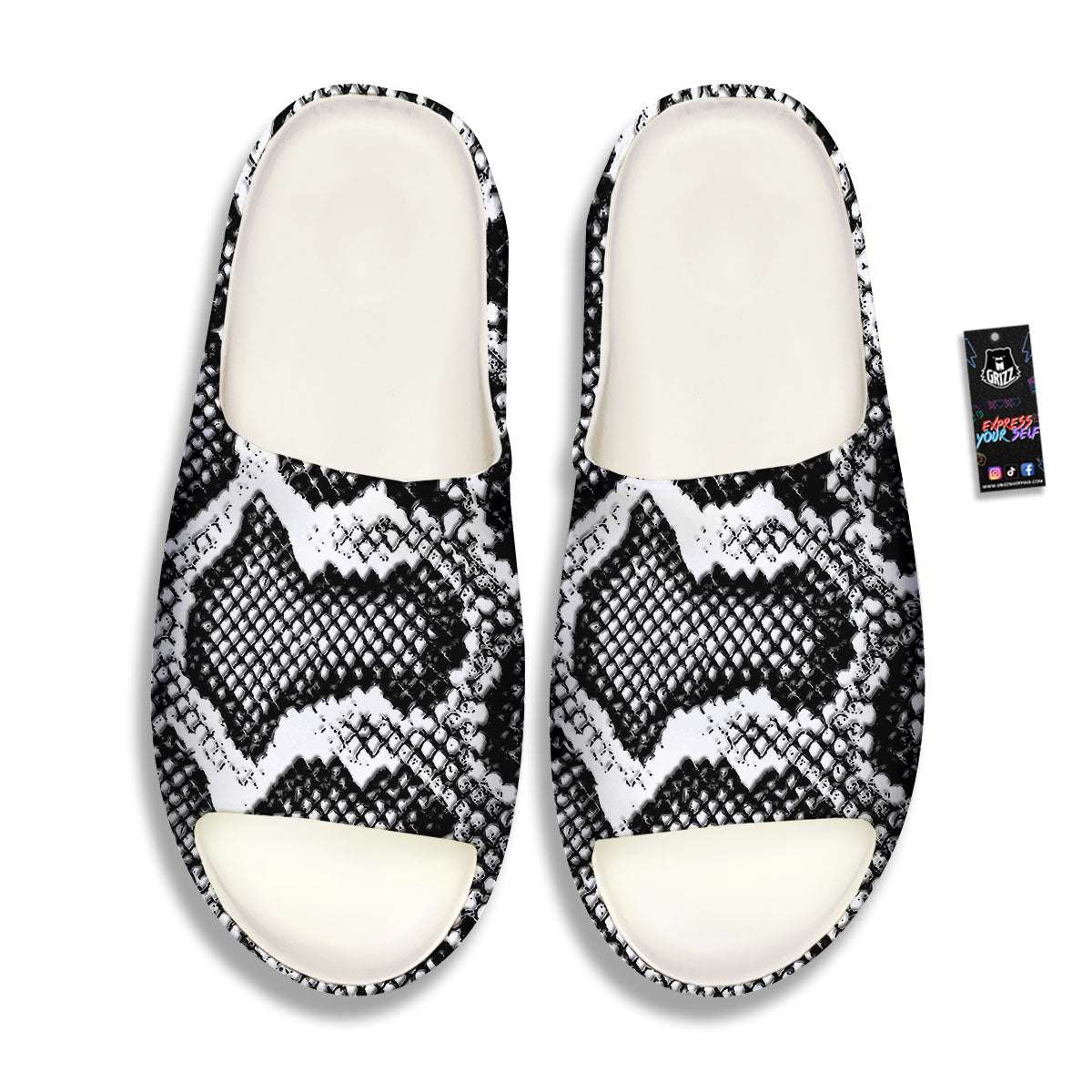 Snakeskin Black And Grey Print Sandals-grizzshop