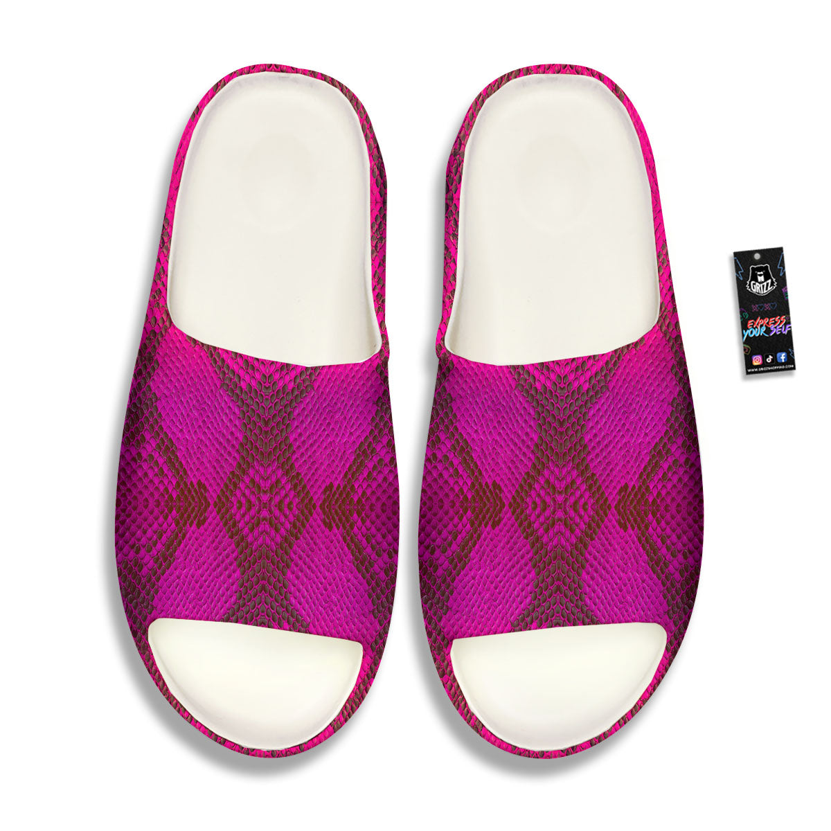 Snakeskin Black And Pink Magenta Print Sandals-grizzshop