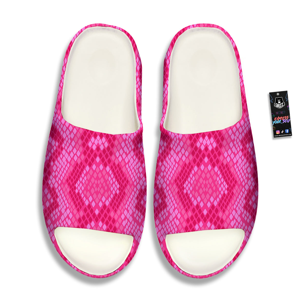 Snakeskin Black And Pink Neon Print Sandals-grizzshop
