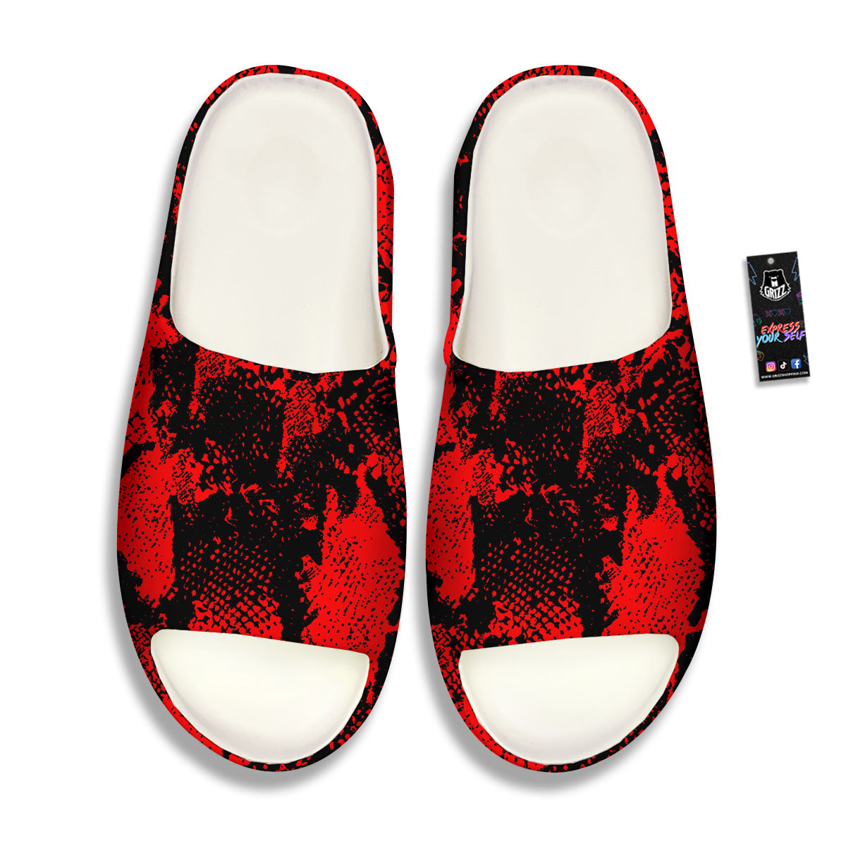 Snakeskin Black And Red Print Sandals-grizzshop