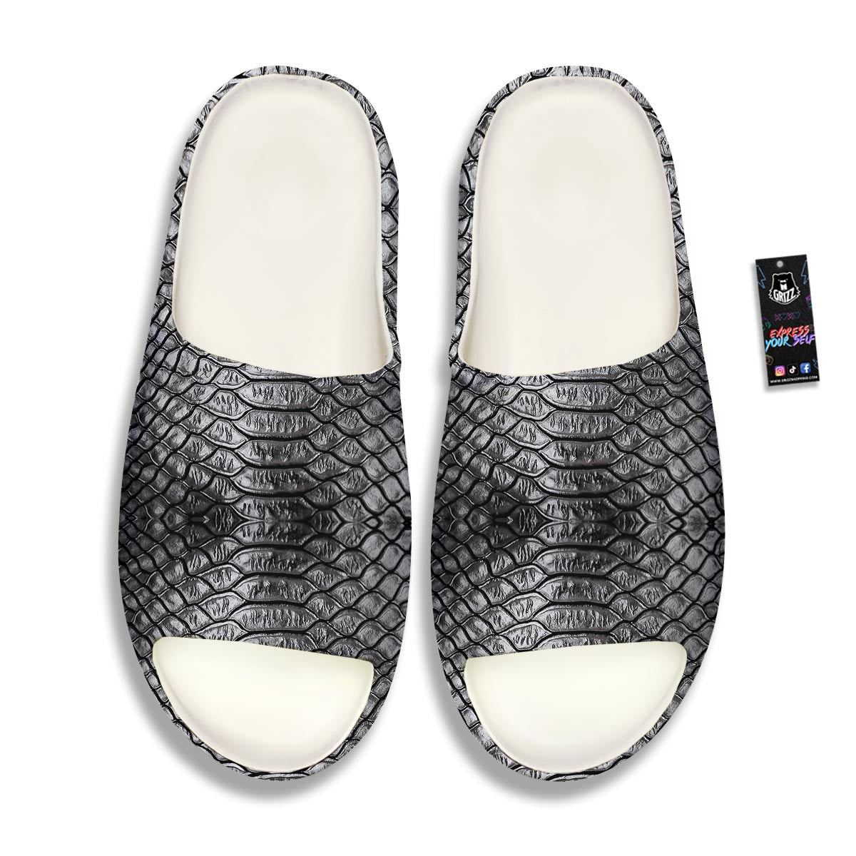 Snakeskin Black And Tan Print Pattern Sandals-grizzshop