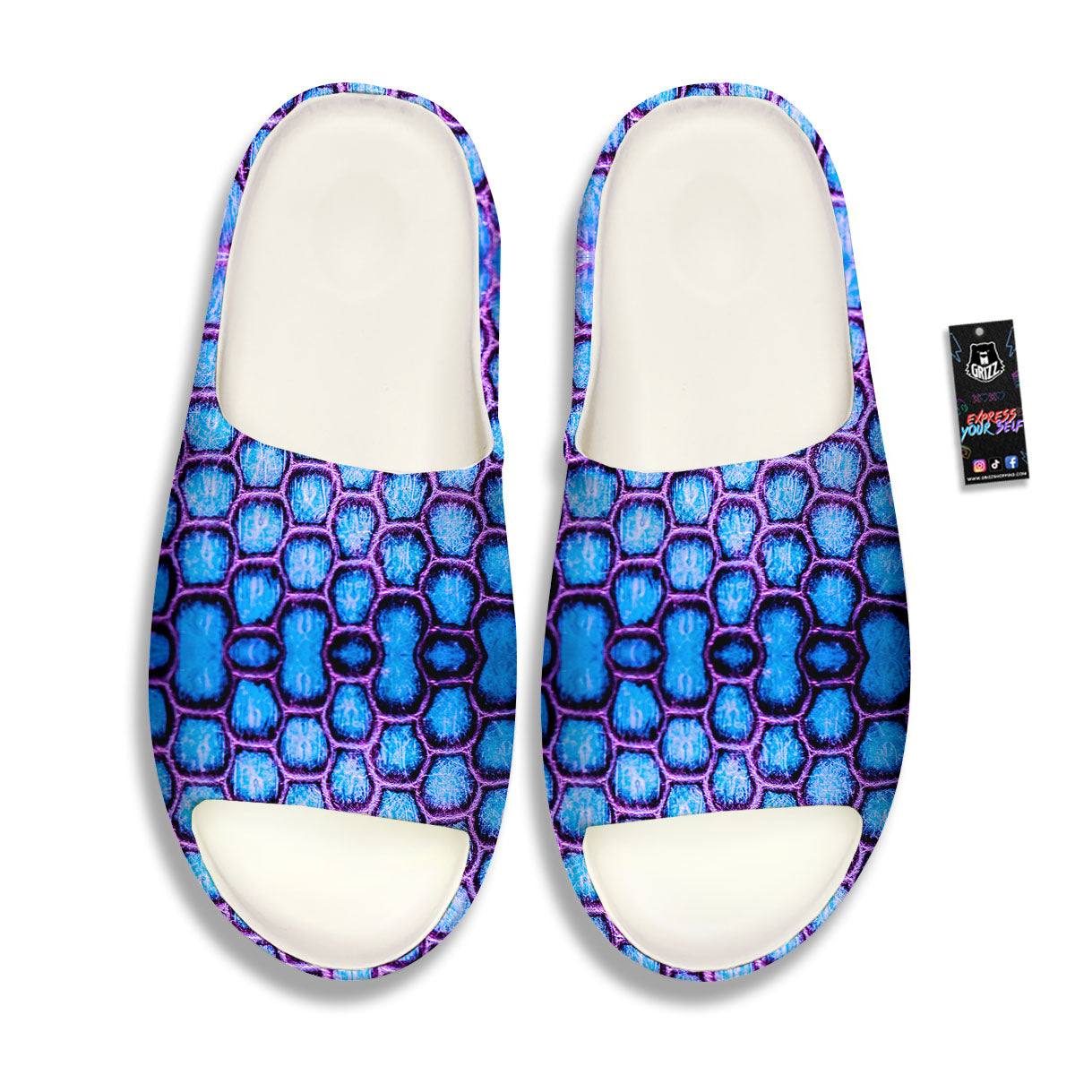 Snakeskin Blue And Purple Print Pattern Sandals-grizzshop