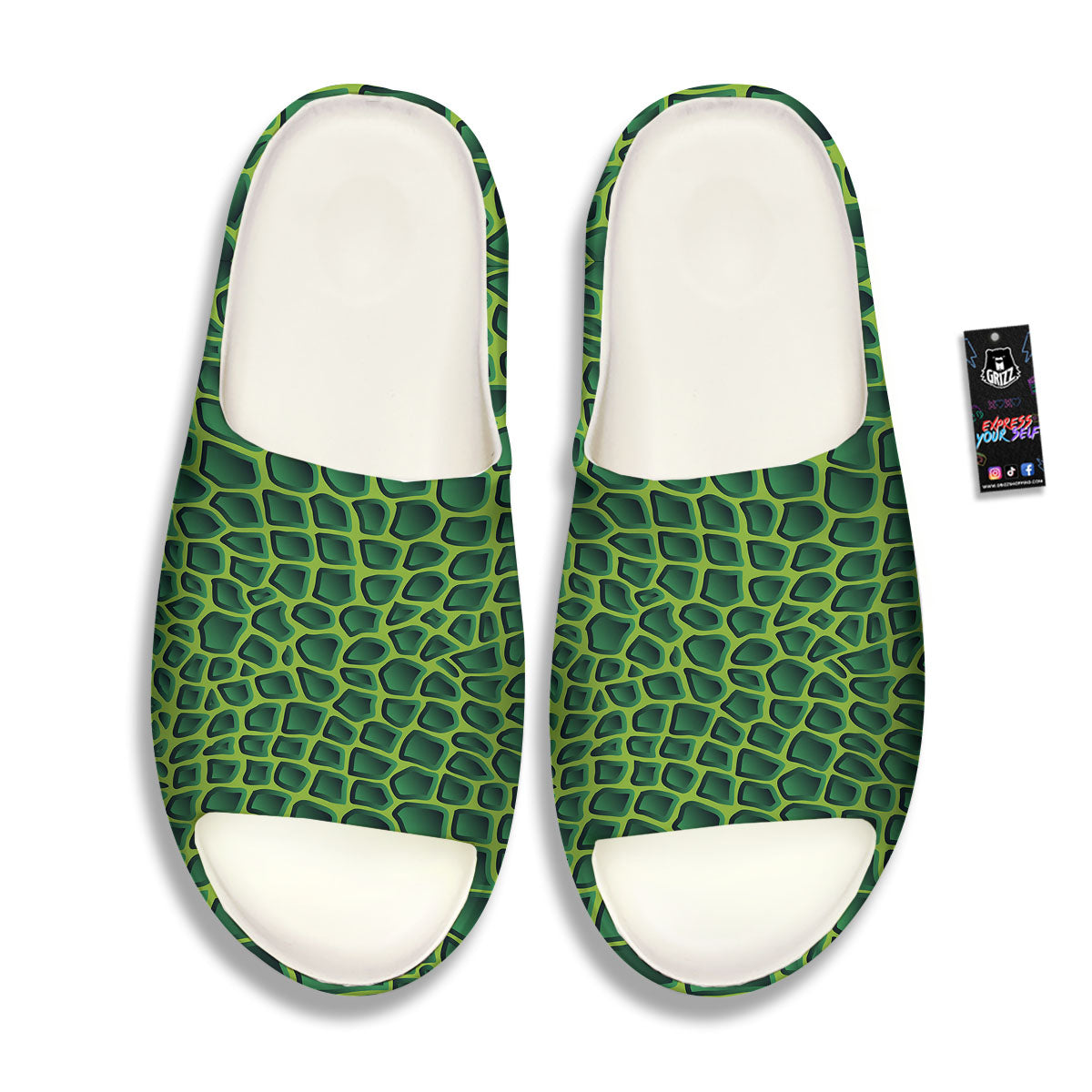 Snakeskin Green Print Sandals-grizzshop