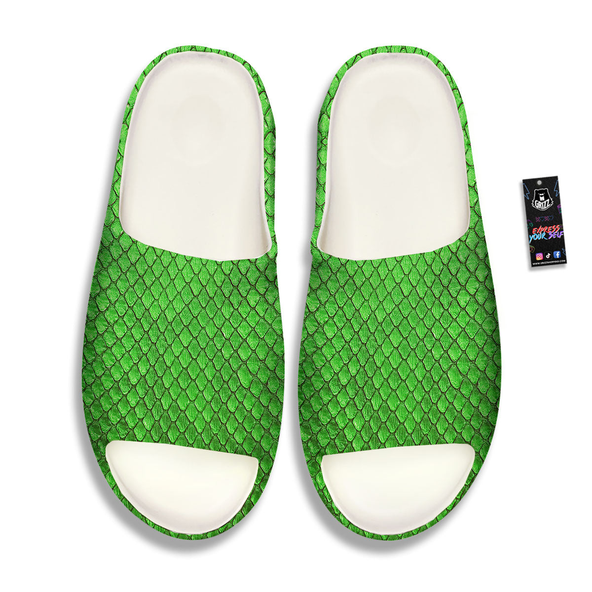 Snakeskin Python Green Print Sandals-grizzshop