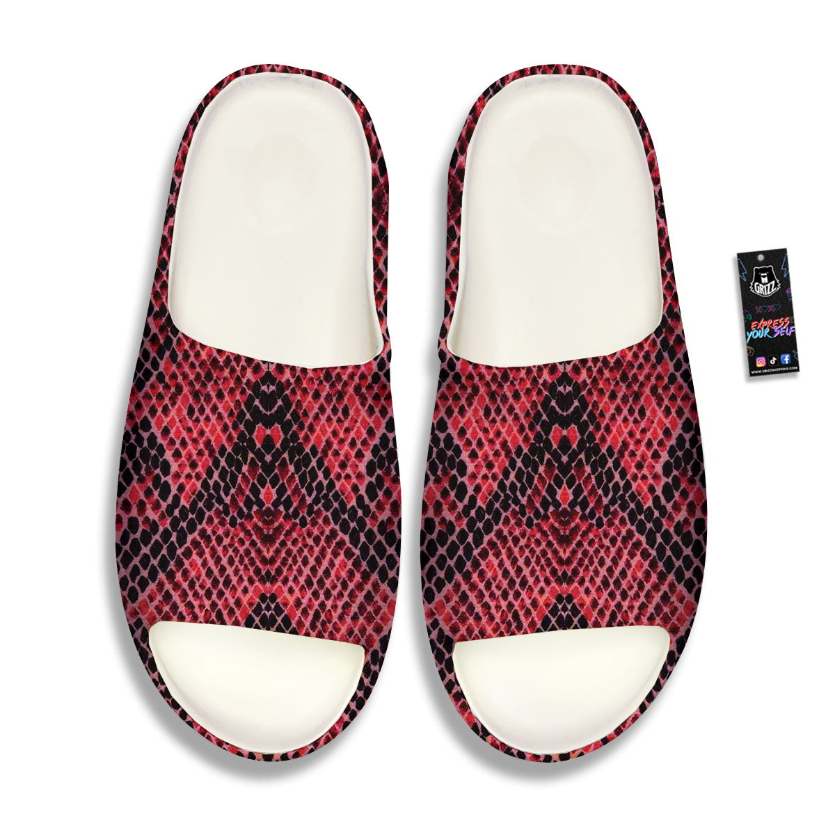 Snakeskin Python Red Print Sandals-grizzshop