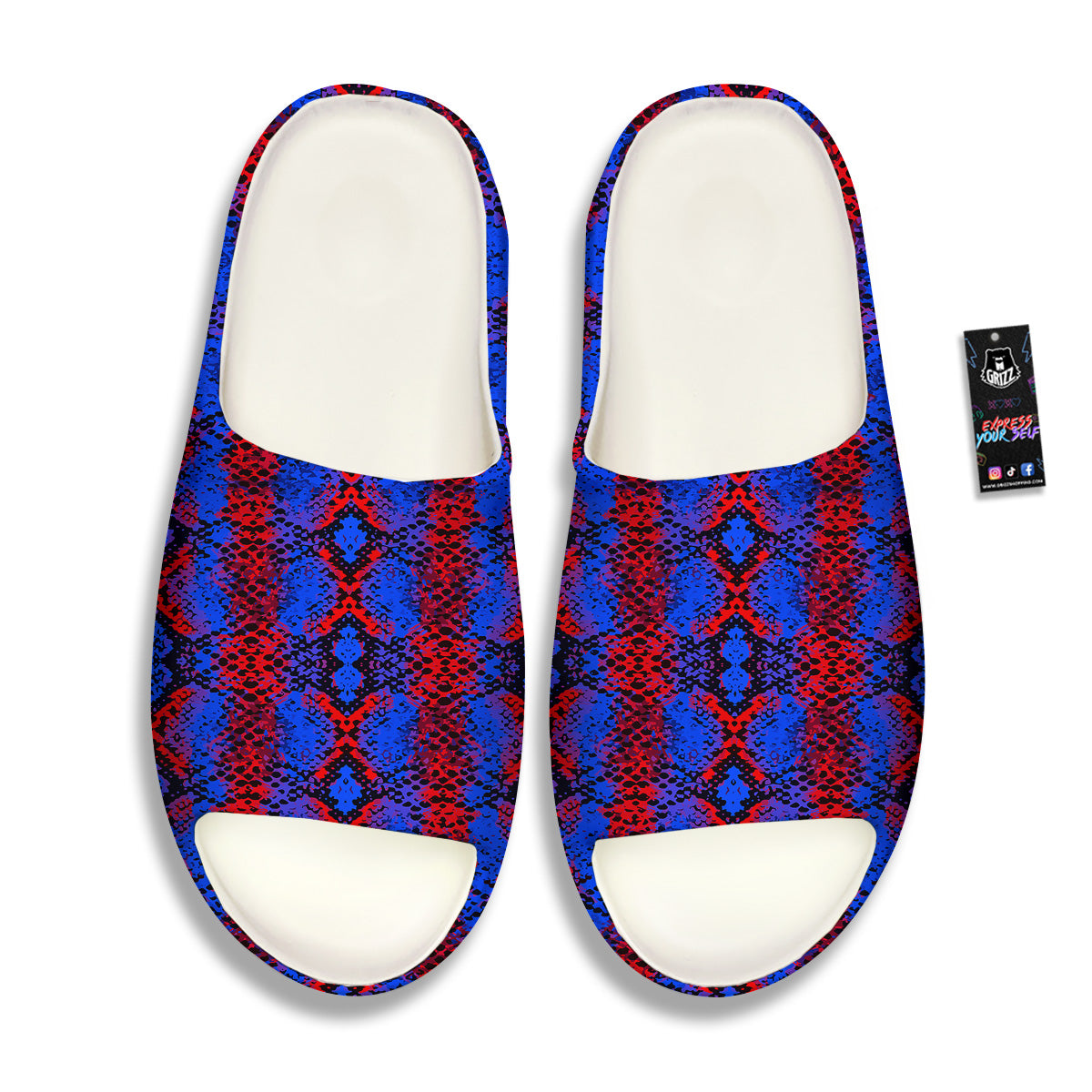 Snakeskin Red And Blue Print Sandals-grizzshop