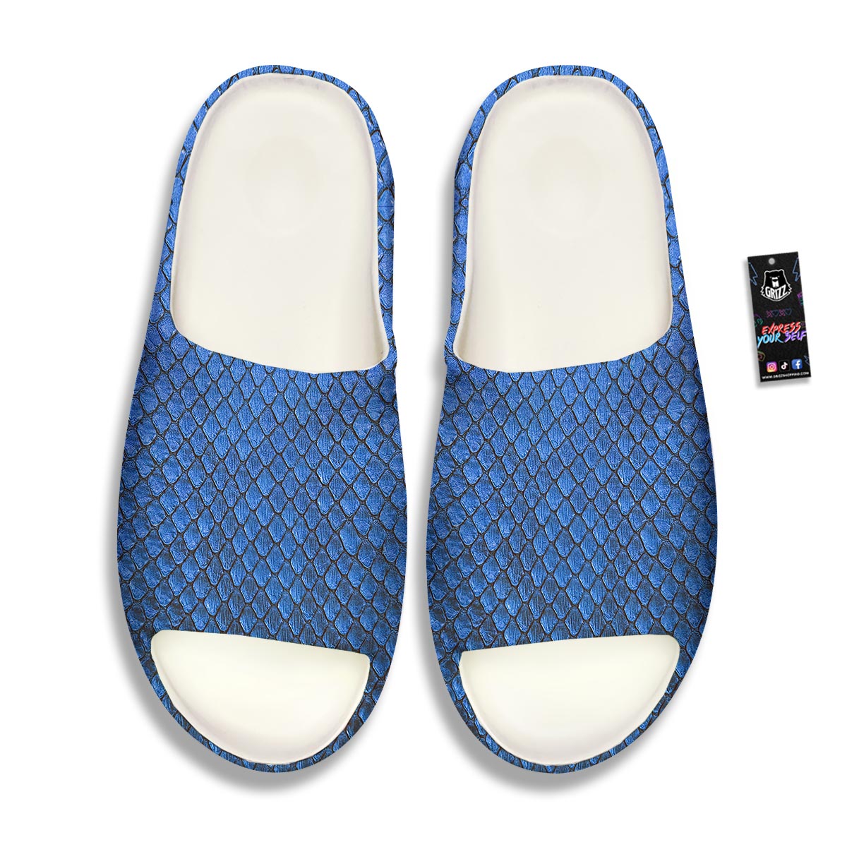 Snakeskin Steel Blue Print Sandals-grizzshop