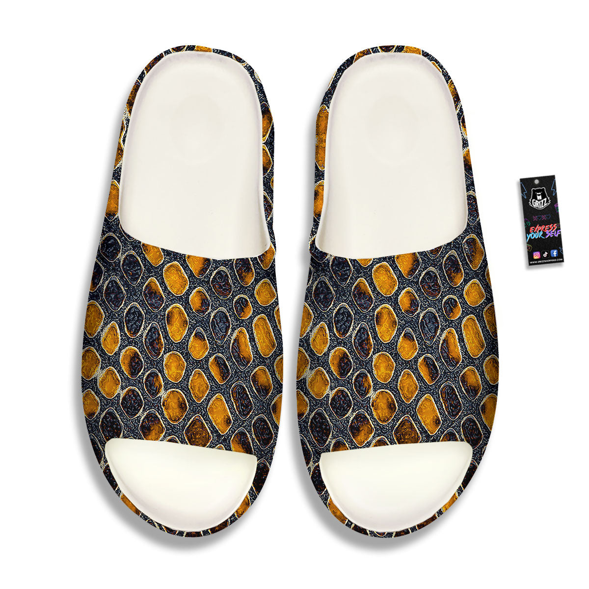 Snakeskin Yellow And Black Print Sandals-grizzshop