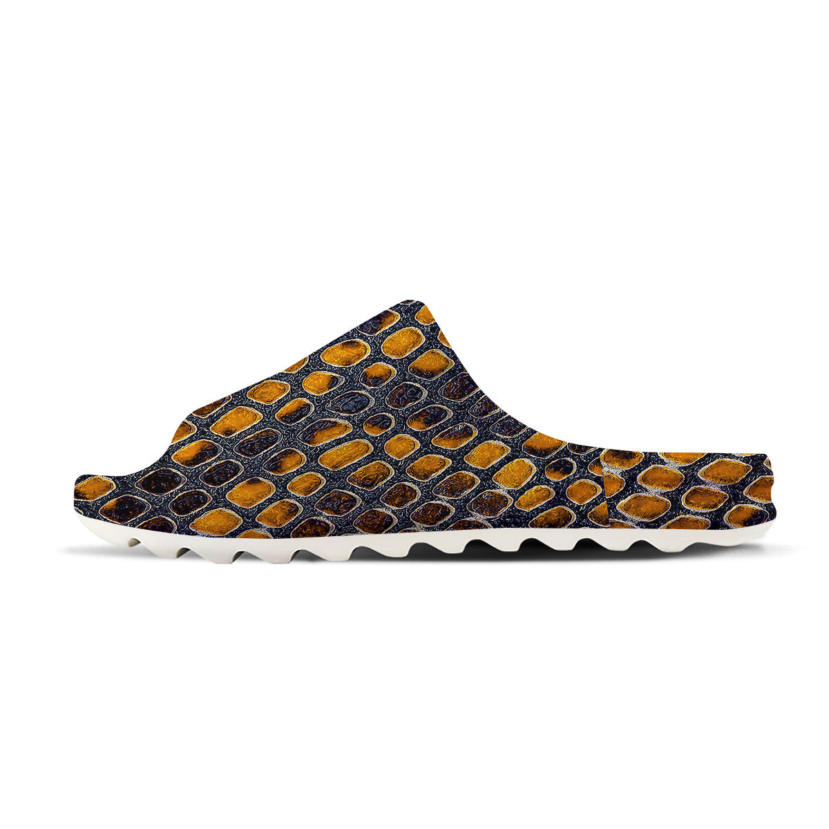 Snakeskin Yellow And Black Print Sandals-grizzshop