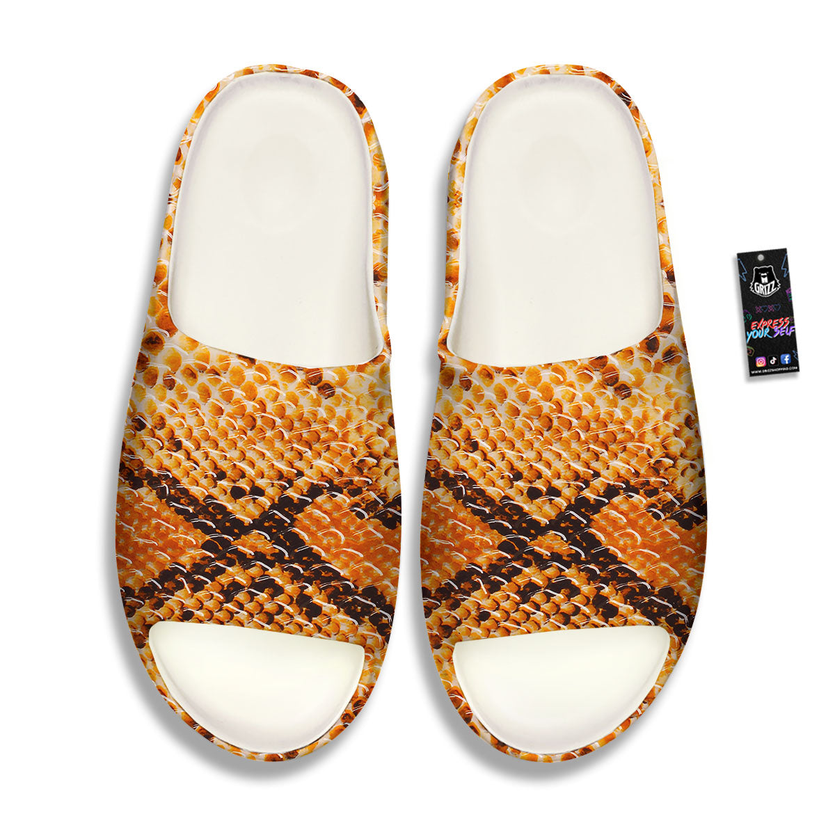 Snakeskin Yellow And Brown Print Sandals-grizzshop