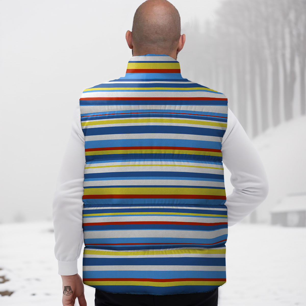 Snow Fox Pattern Print Down Vest-grizzshop
