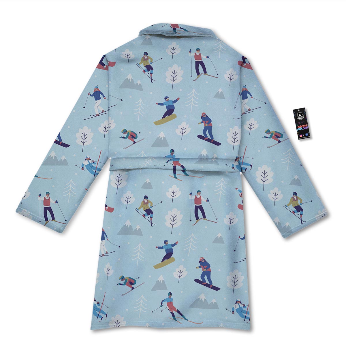 Snowboard And Ski Print Pattern Bathrobe-grizzshop