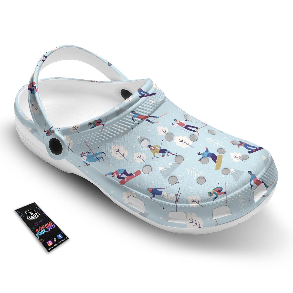 Snowboard And Ski Print Pattern Clog-grizzshop