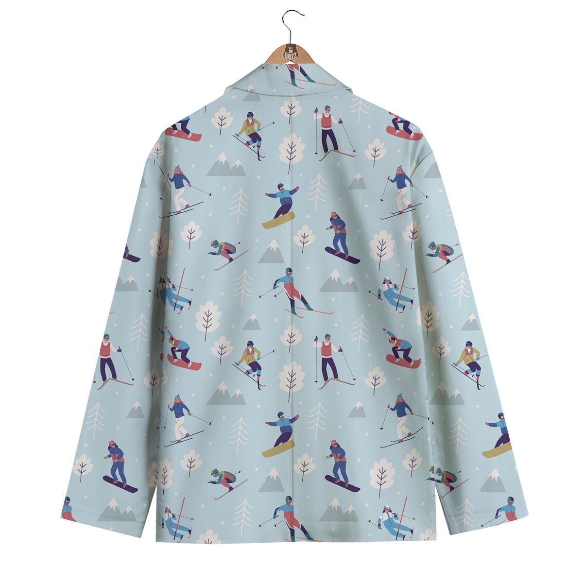 Snowboard And Ski Print Pattern Men's Blazer-grizzshop