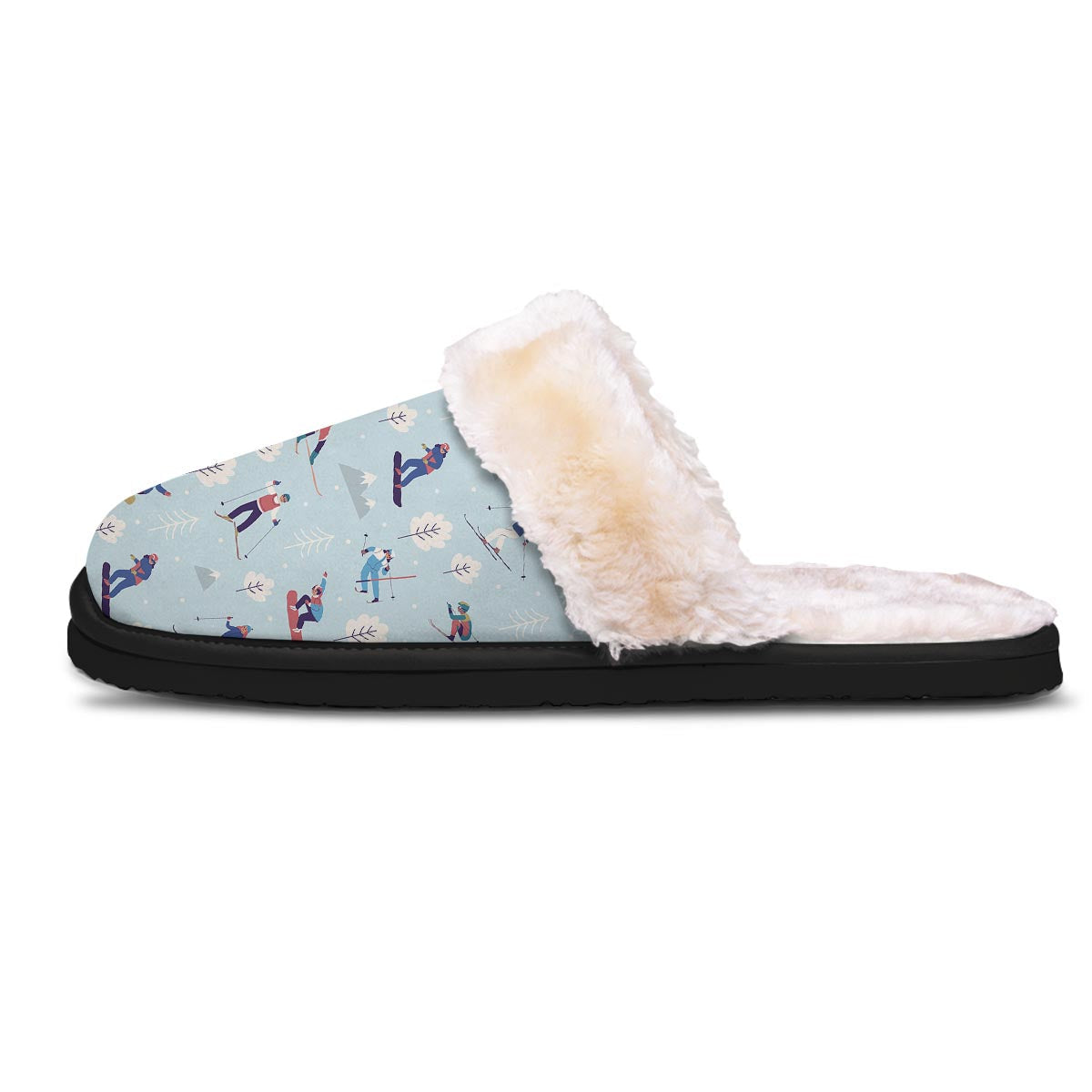 Snowboard And Ski Print Pattern Slippers-grizzshop