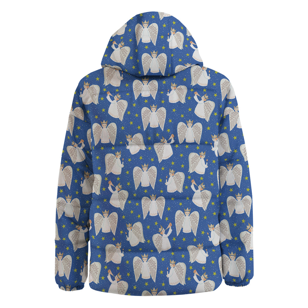 Snowflake And Angel Print Pattern Down Jacket-grizzshop