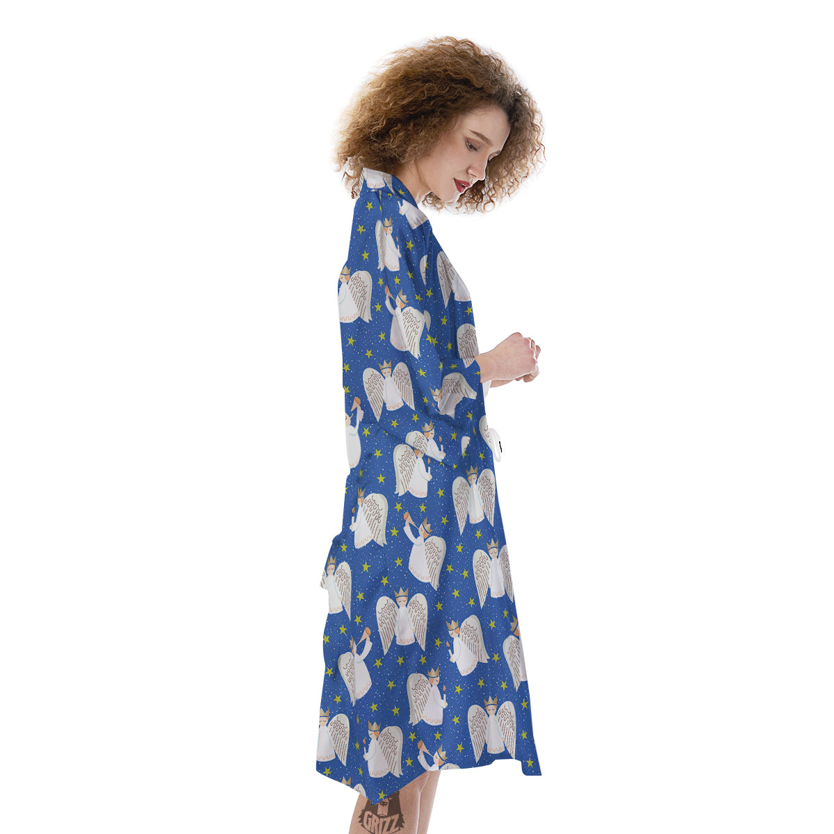 Snowflake And Angel Print Pattern Kimono-grizzshop