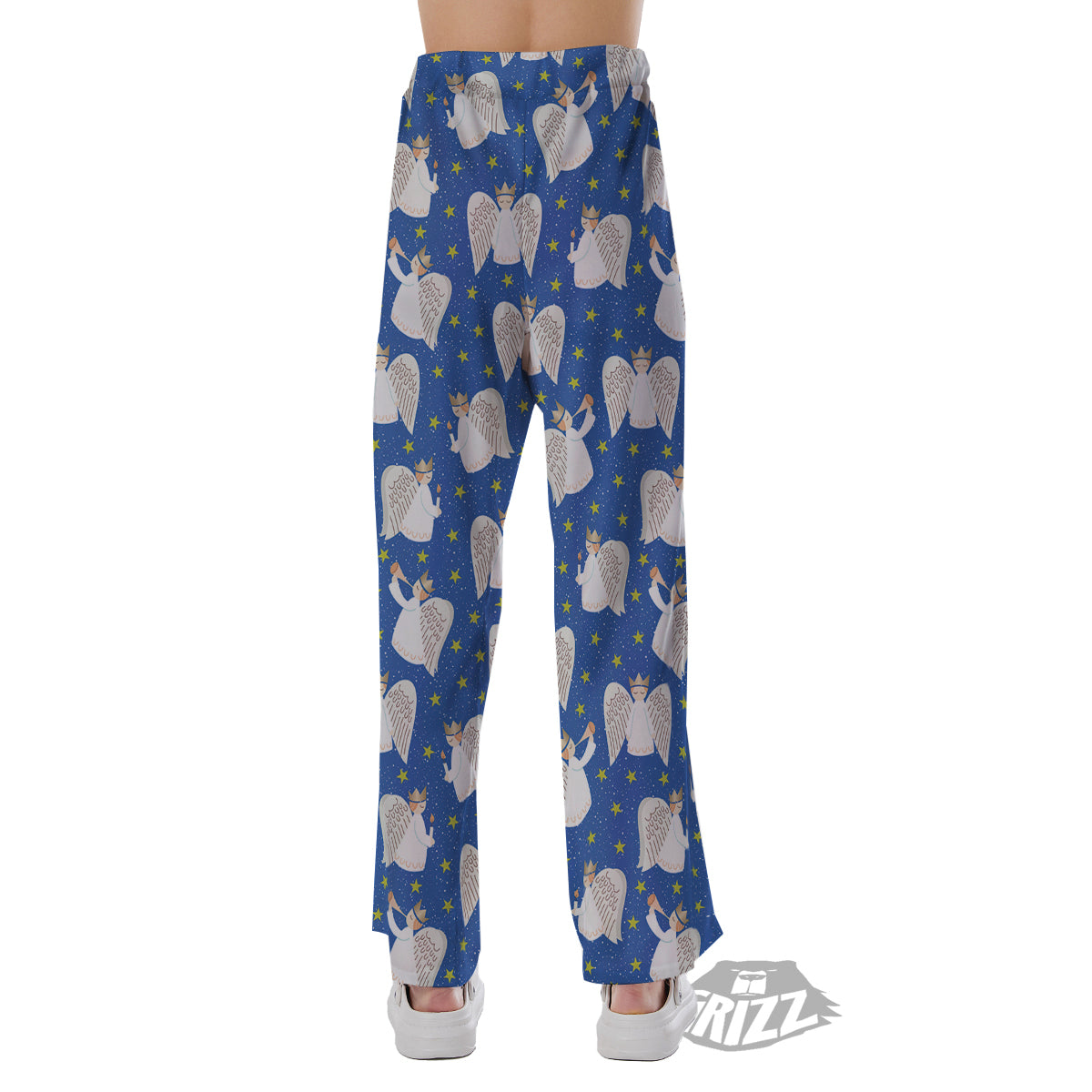 Snowflake And Angel Print Pattern Pajama Pants-grizzshop