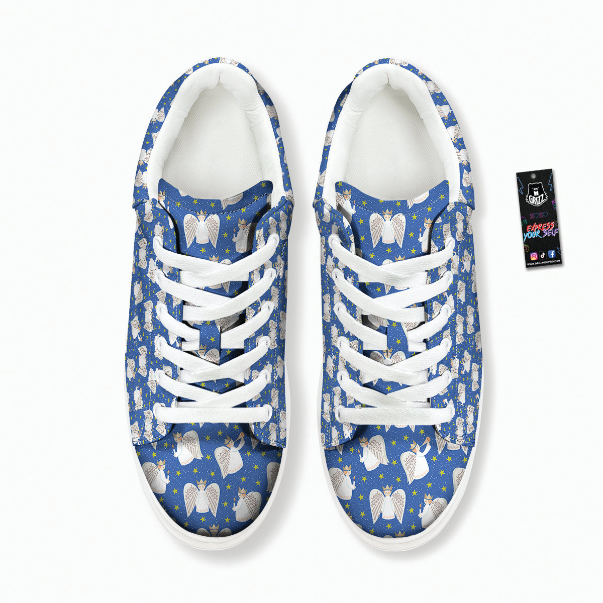 Snowflake And Angel Print Pattern Platform Shoes-grizzshop