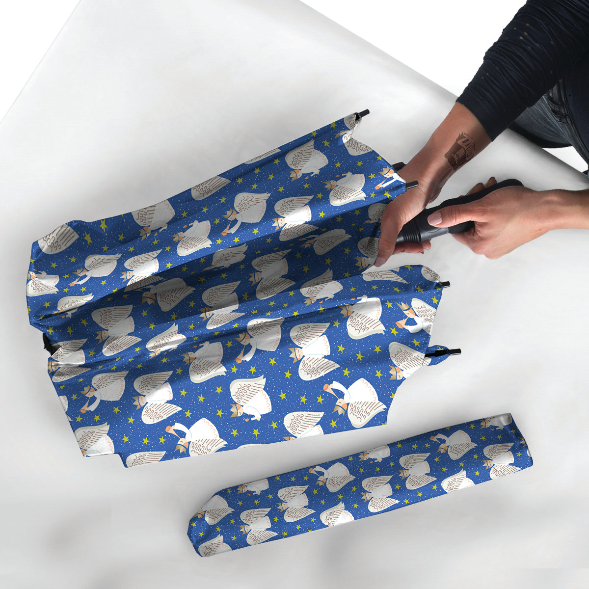 Snowflake And Angel Print Pattern Umbrella-grizzshop