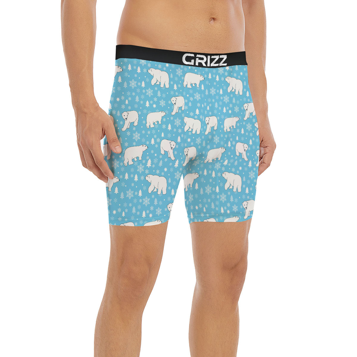 Snowflake And Polar Bear Print Pattern Boxer Briefs-grizzshop